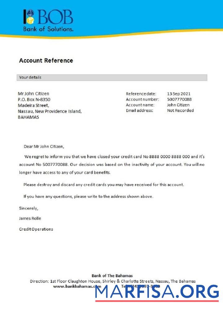 Printable The Bahamas I bob bank of solutions closure reference example